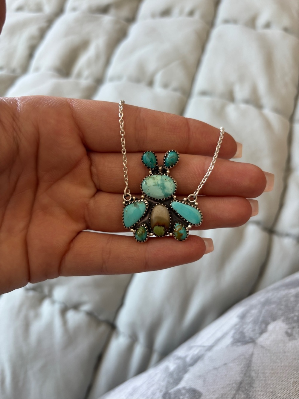 Authentic Turquoise Pendant Necklace - Women's 925 sterling Silver